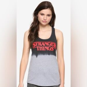 Hot Topic NEW Stranger Things Dark Gray Red Dip Dyed Ombré Lightweight Tank Top